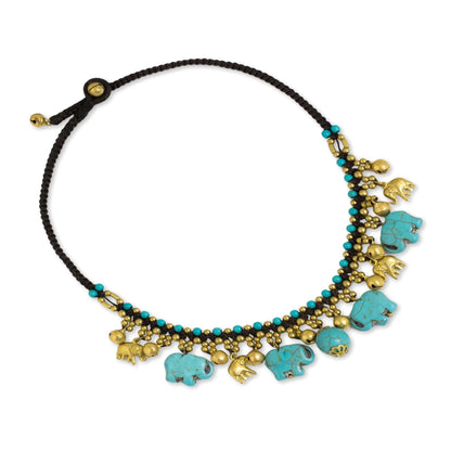 Gold & Blue Elephant Statement Necklace