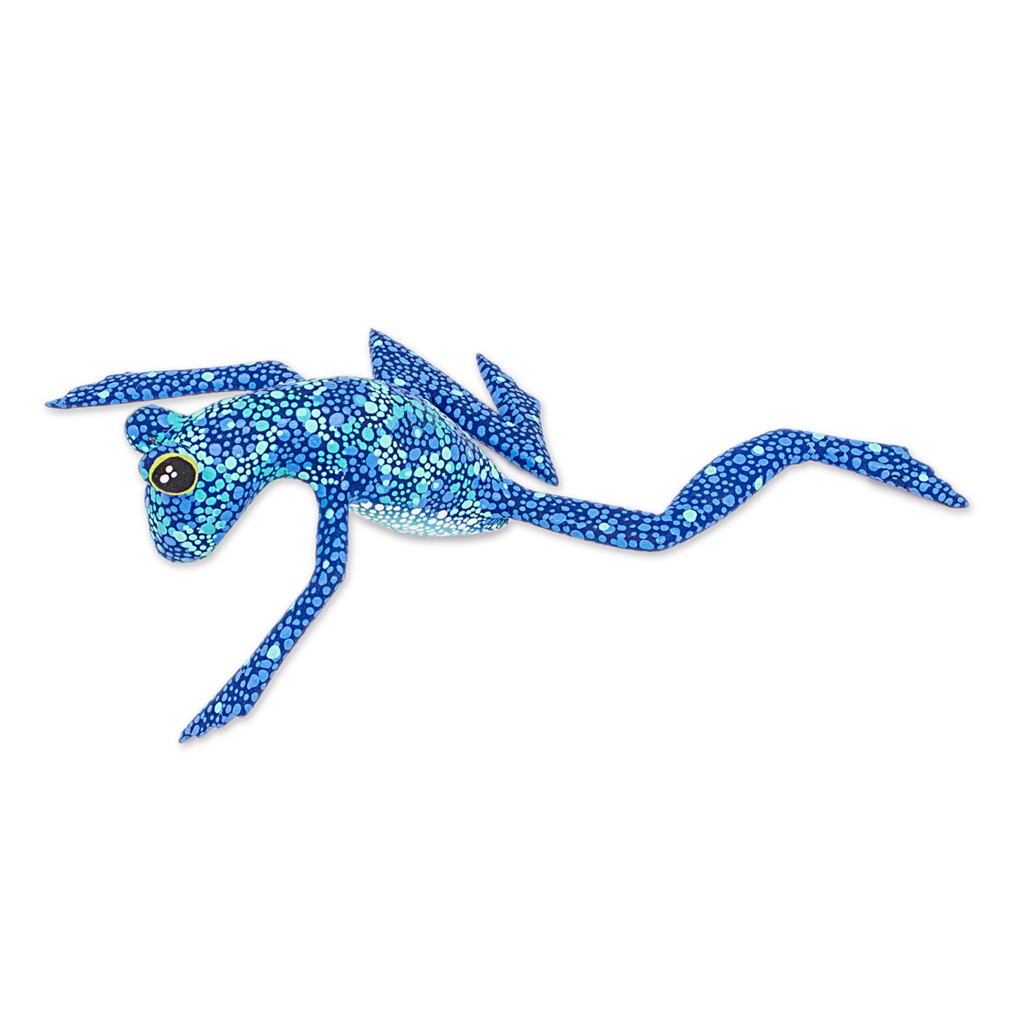 Blue Oaxaca Frog Alebrije Style Frog Figurine Wood Sculpture Crafted by Hand