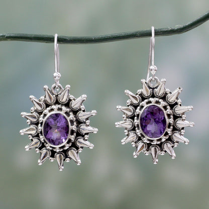 Eternal Radiance Amethyst and Silver Artisan Crafted 6 Carat Earrings