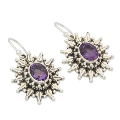 Eternal Radiance Amethyst and Silver Artisan Crafted 6 Carat Earrings