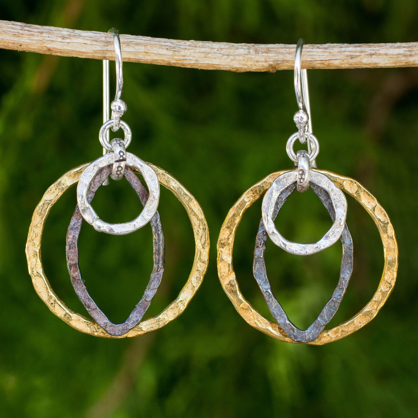 Equilibrium Artisan Crafted Earrings with Sterling Silver and Gold Plate