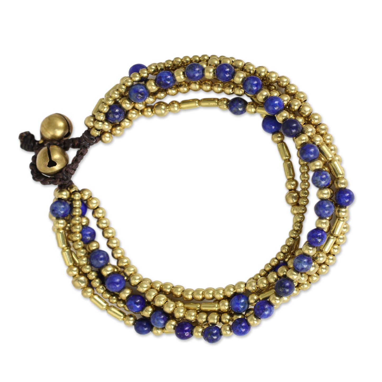 Blue Freedom Lapis Lazuli Brass Beaded Bracelet