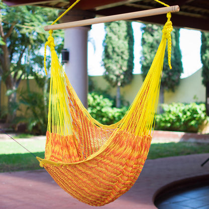 Maya Sunflower Yellow Orange Hand Woven Cotton Hammock Swing Chair