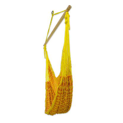 Maya Sunflower Yellow Orange Hand Woven Cotton Hammock Swing Chair