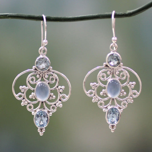 Blue Topaz Arabesque Earrings