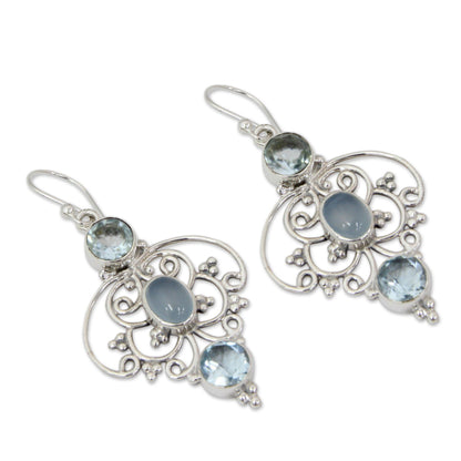 Blue Topaz Arabesque Earrings