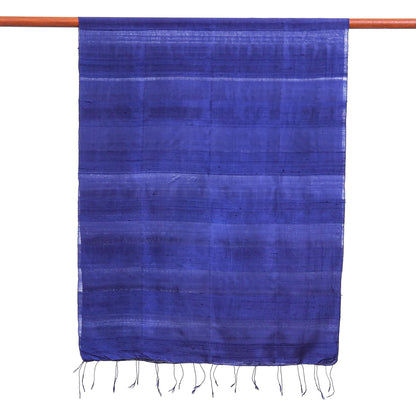 Sapphire Night Hand Woven Blue Thai Silk and Rayon Scarf