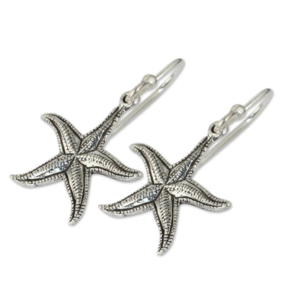 Starfish Artisan Crafted Sea Theme Silver Hook Earrings from Thailand