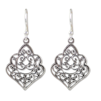 Arabesque Thai Handmade Ornate Sterling Silver Dangle Earrings