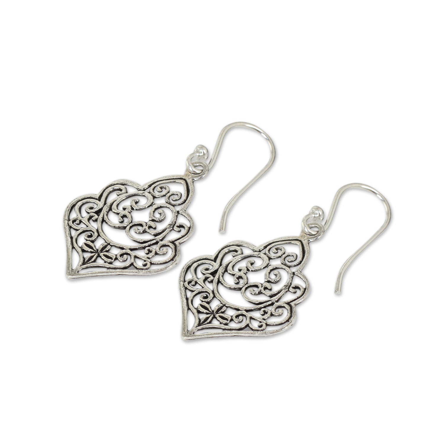 Arabesque Thai Handmade Ornate Sterling Silver Dangle Earrings