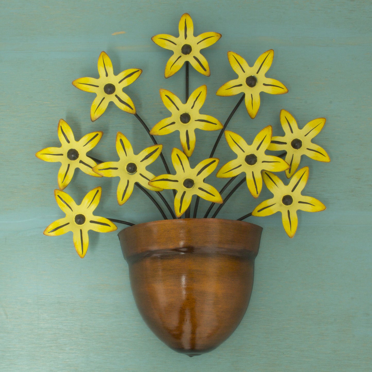 Black-Eyed Susan Yellow Flower Iron Wall Sculpture Crafted by Hand