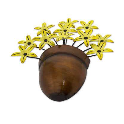 Black-Eyed Susan Yellow Flower Iron Wall Sculpture Crafted by Hand