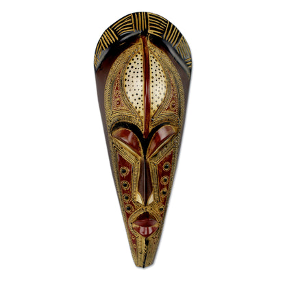 Silence is Golden Hand Carved Authentic African Mask from Ghana