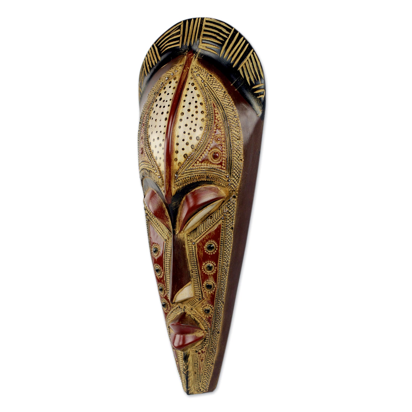 Silence is Golden Hand Carved Authentic African Mask from Ghana