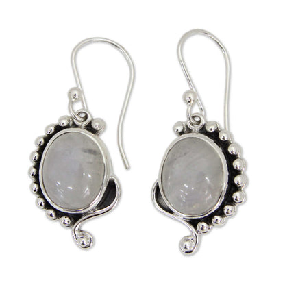 Indian Paisley Rainbow Moonstone Jewelry Indian Sterling Silver Earrings