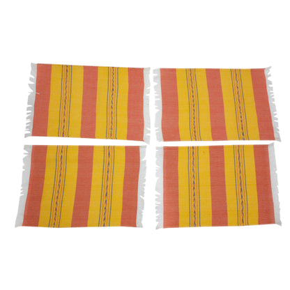 Oaxaca Sunset Zapotec Orange and Yellow Hand-Loomed Placemats (Set of 4)