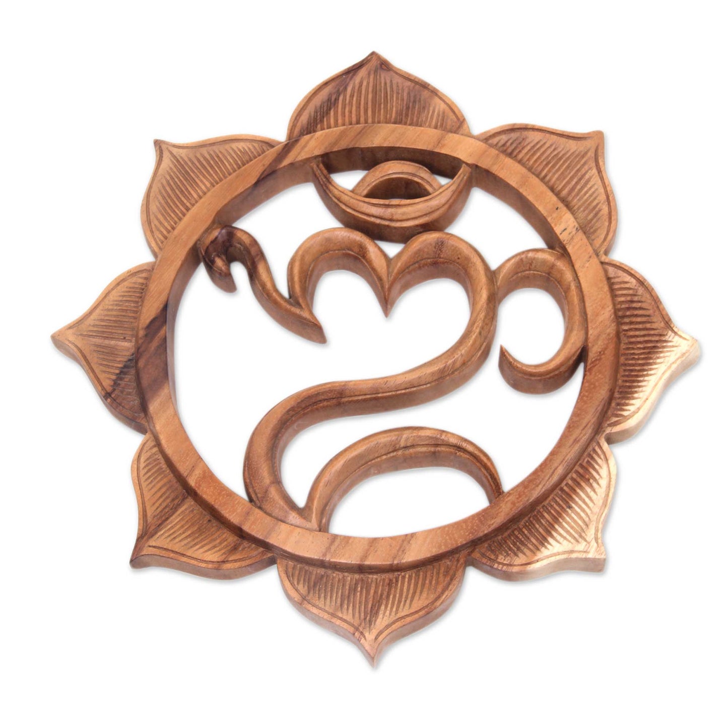 Omkara Wood Om & Lotus Flower Wall Art