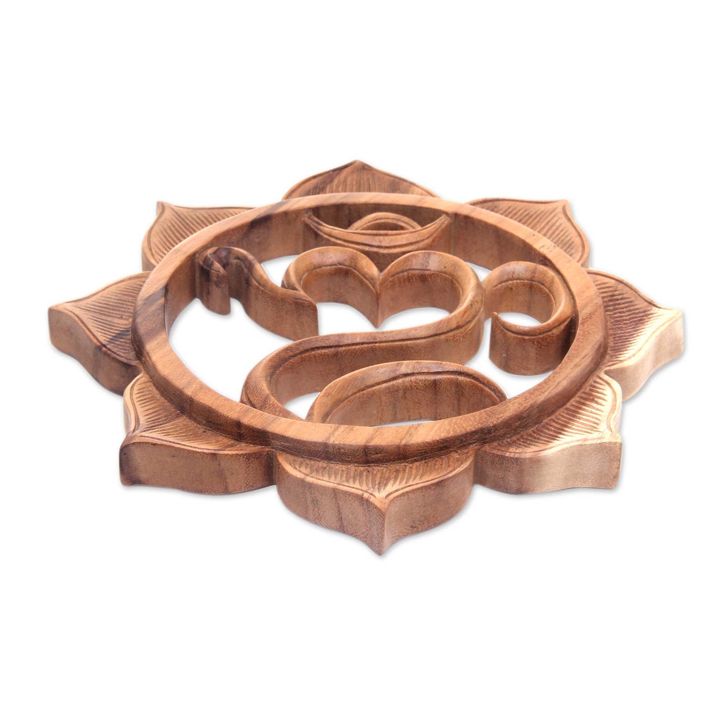 Omkara Wood Om & Lotus Flower Wall Art