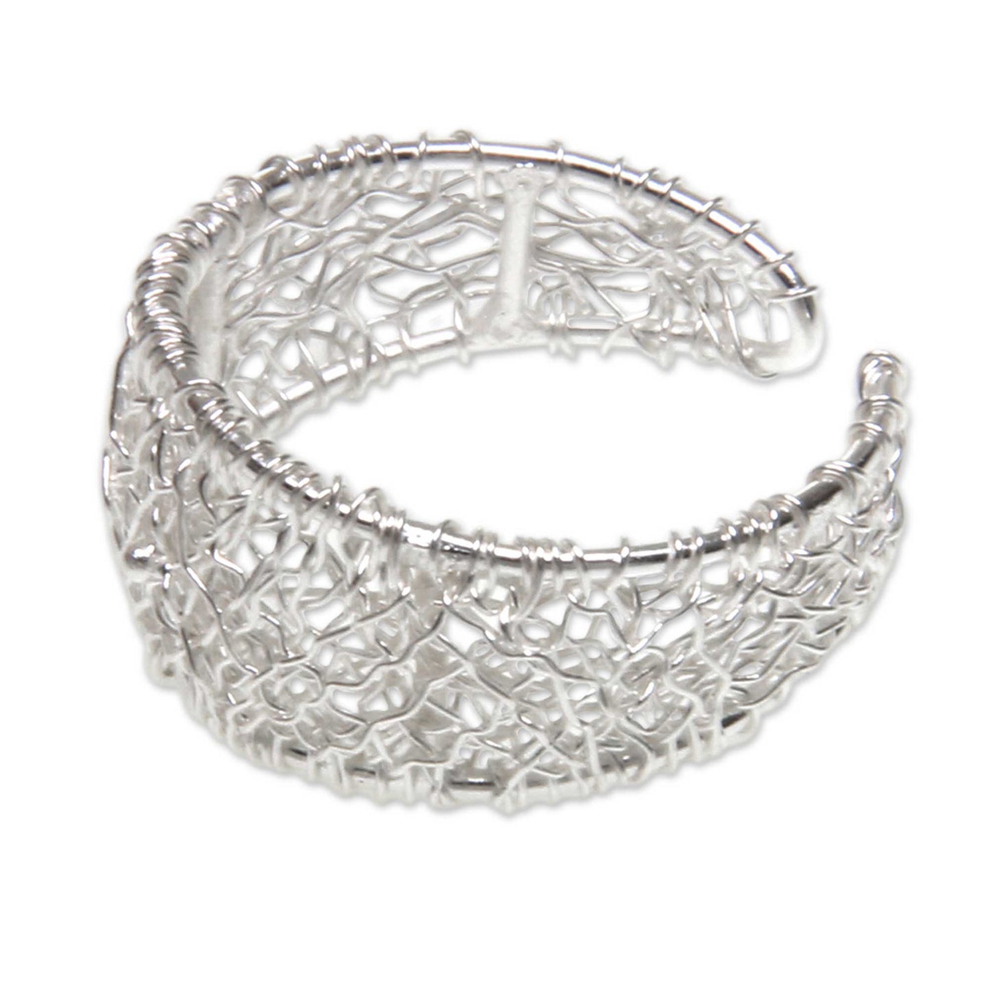 Celuk Lace Modern and Abstract Handcrafted Silver Wrap Ring