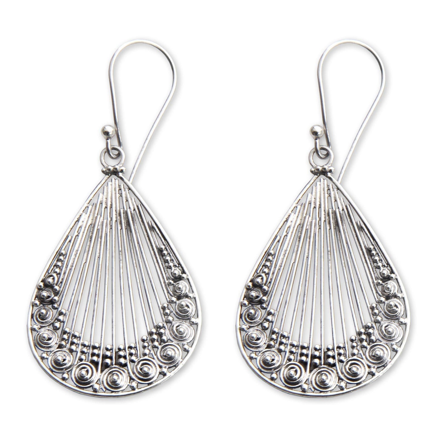 Sterling Silver Peacock Feather Earrings