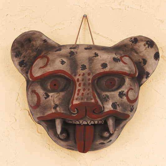 Jaguar Head Handcrafted Mexican Ceramic Jaguar Mask