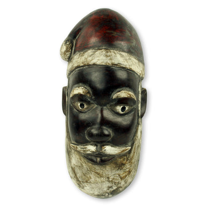 Ghanaian Santa Claus Artisan Hand Carved Unique Santa Claus African Mask