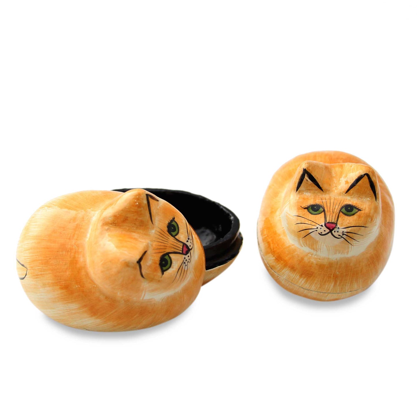 Charismatic Cats Artisan Crafted Decorative Papier Mache Cat Boxes