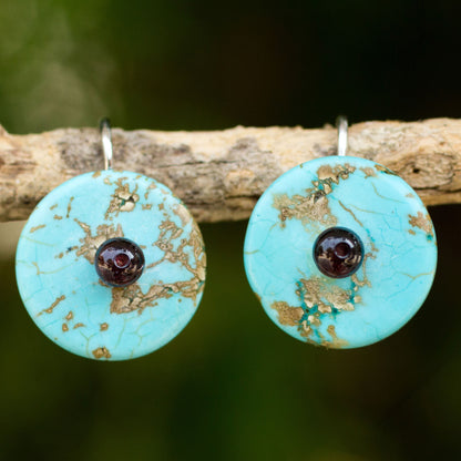 Bohemian Moons Blue Calcite Garnet Earrings