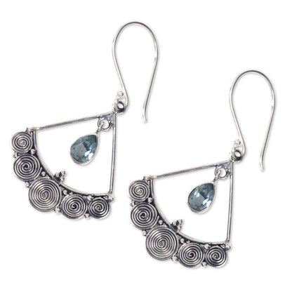 Fabulously Feminine Artisan Crafted Blue Topaz and Sterling Silver Earrings