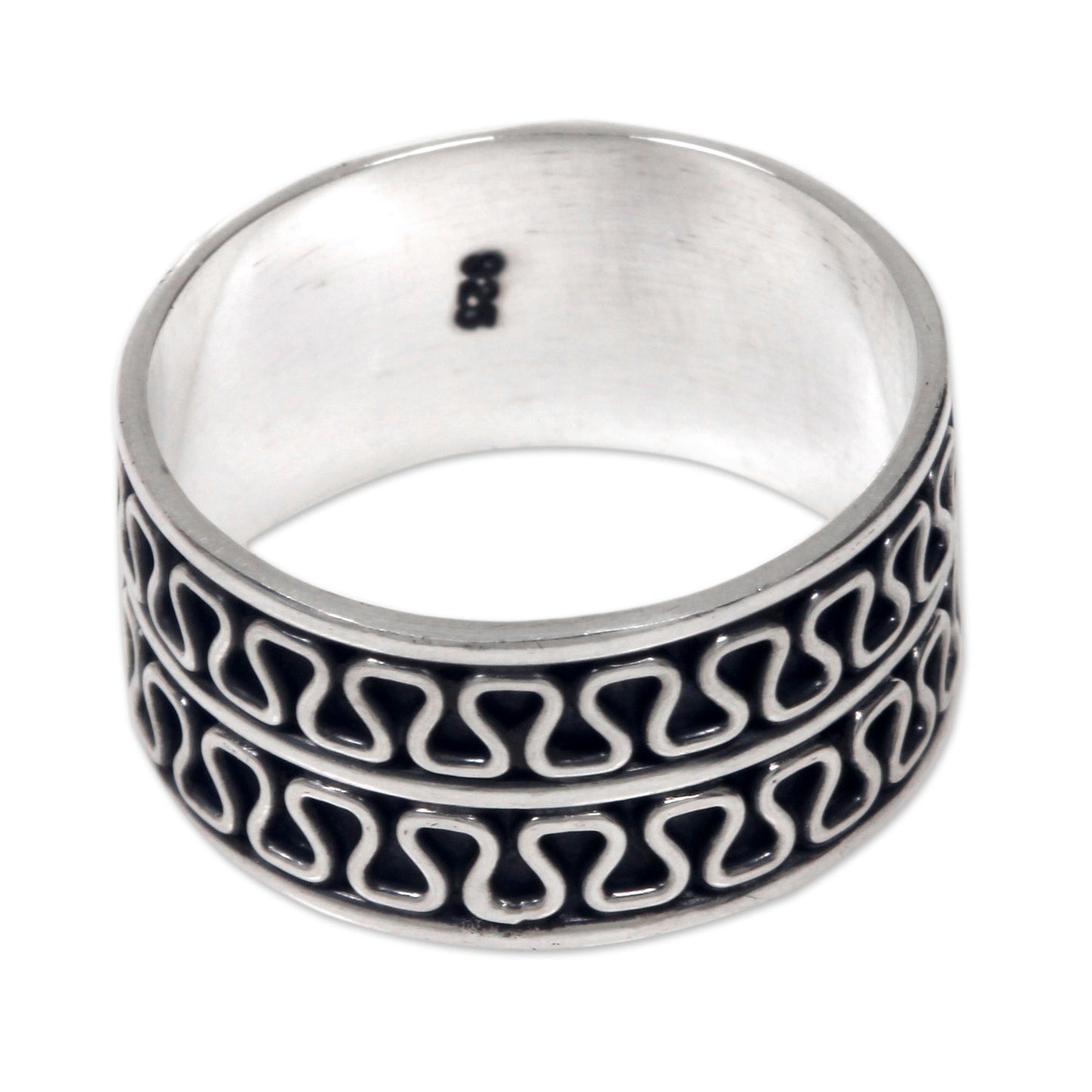 Ripple Tides Men's Jewelry Sterling Silver Band Ring Artisan Crafted