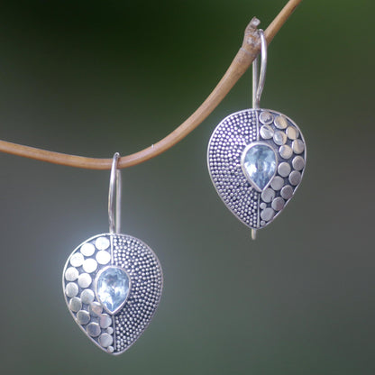 Azure Sincerity Balinese Fair Trade Silver and Blue Topaz Earrings