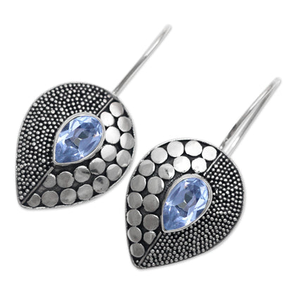 Azure Sincerity Balinese Fair Trade Silver and Blue Topaz Earrings