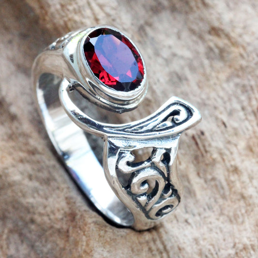 Jimbaran Sterling Silver & Garnet Ring