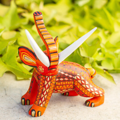 My Elephant Friend Artisan Crafted Wood Orange Elephant Figurine from Mexico