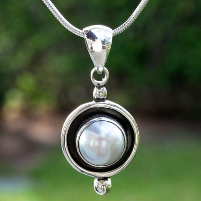 Lunar Shadow Taxco Jewelry Necklace Pearl and Sterling Silver