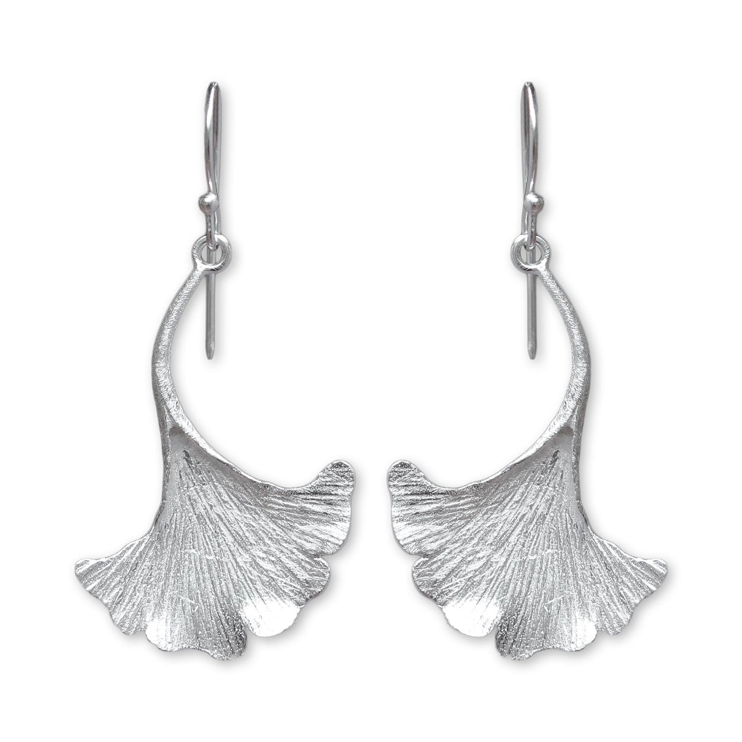 Oyster Mushroom Silver Dangle Earrings