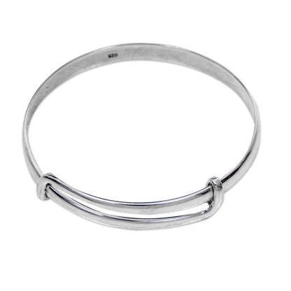 Tender Embrace Balinese Handcrafted Sterling Silver Bangle Bracelet