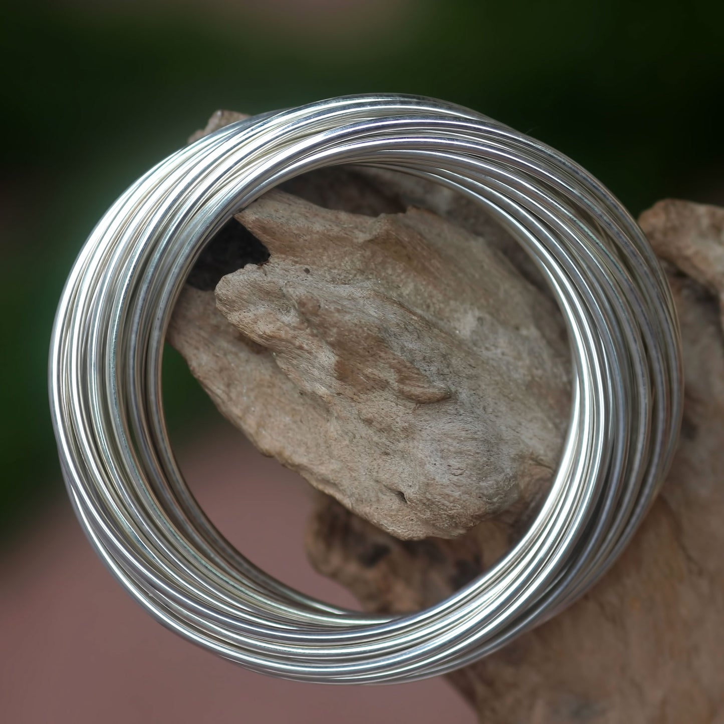 United in Strength Modern Artisan Crafted Sterling Silver Bangle