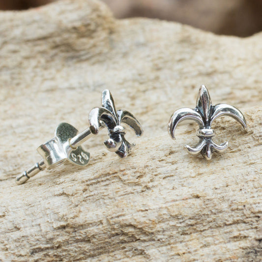 NOVICA - Silver 'Fleur-de-lis' Stud Earrings