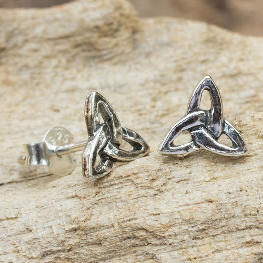 Celtic Trinity Sterling Silver Stud Earrings