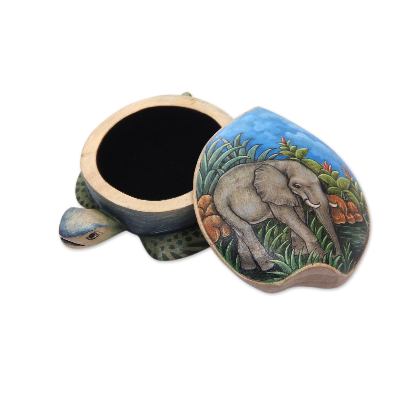 Handpainted Crocodile Wood Turtle Jewelry Box