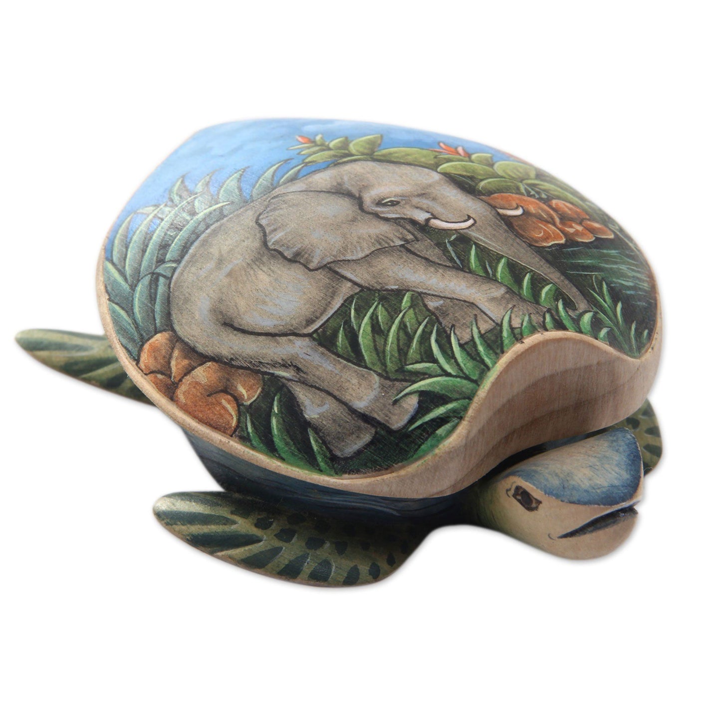 Handpainted Crocodile Wood Turtle Jewelry Box