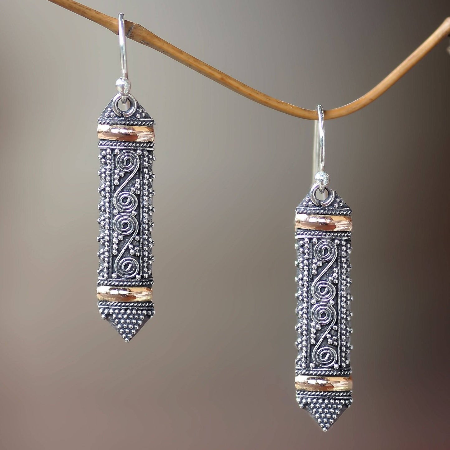 Dayak Shield Sterling Silver Earrings