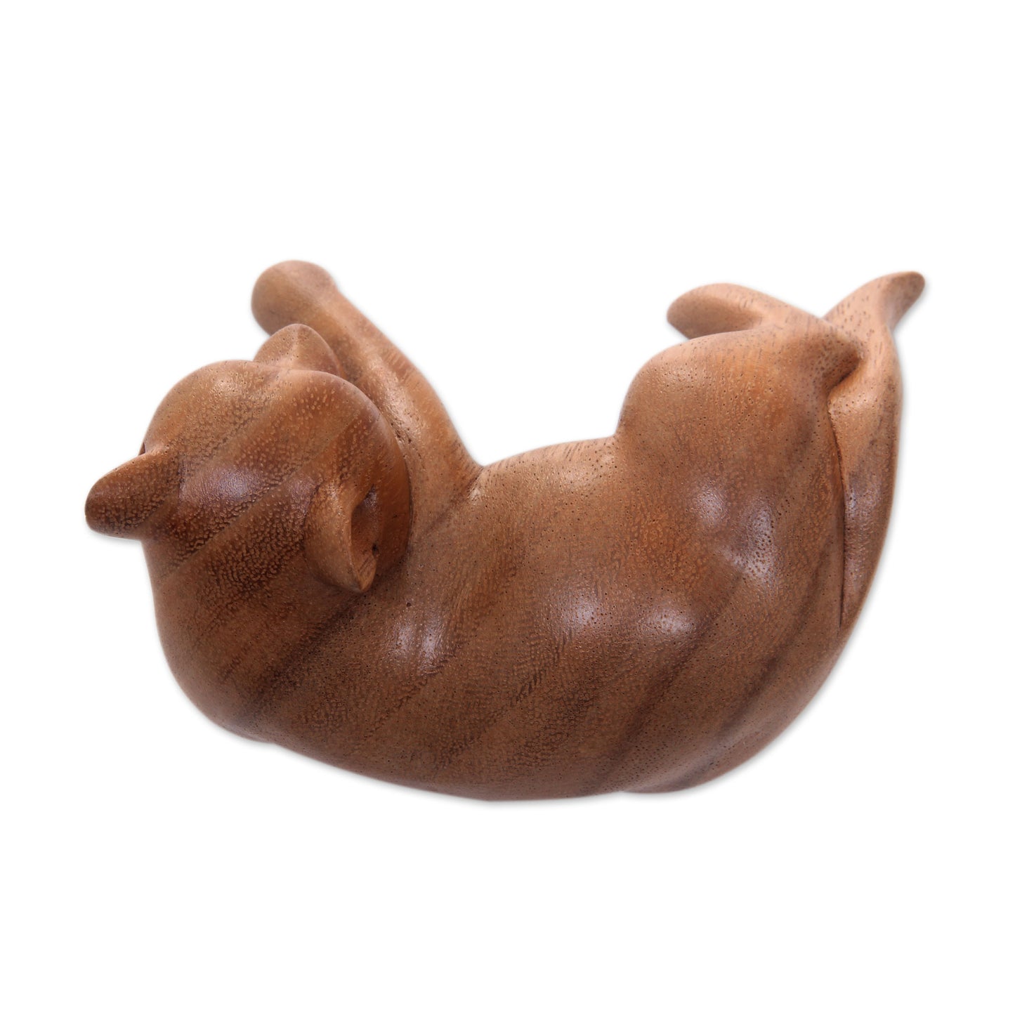 Sleepy Kintamani Dog Artisan Carved Balinese Wood Sculpture of a Dog