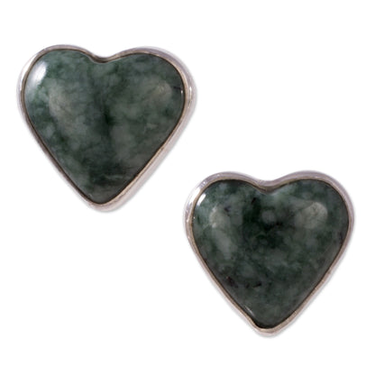 Love Sacred Jade Heart Earrings Artisan Crafted Jewelry