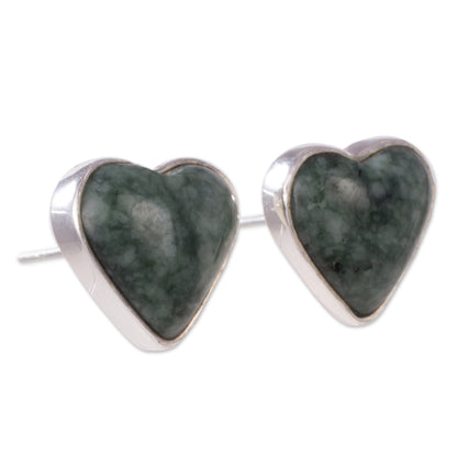 Love Sacred Jade Heart Earrings Artisan Crafted Jewelry