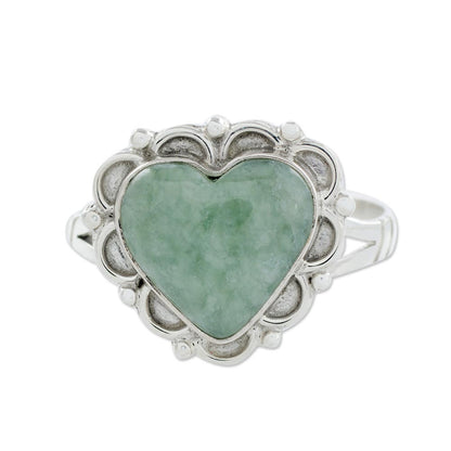 Zinnia Love Jade Hearts on Sterling Silver Handcrafted Ring