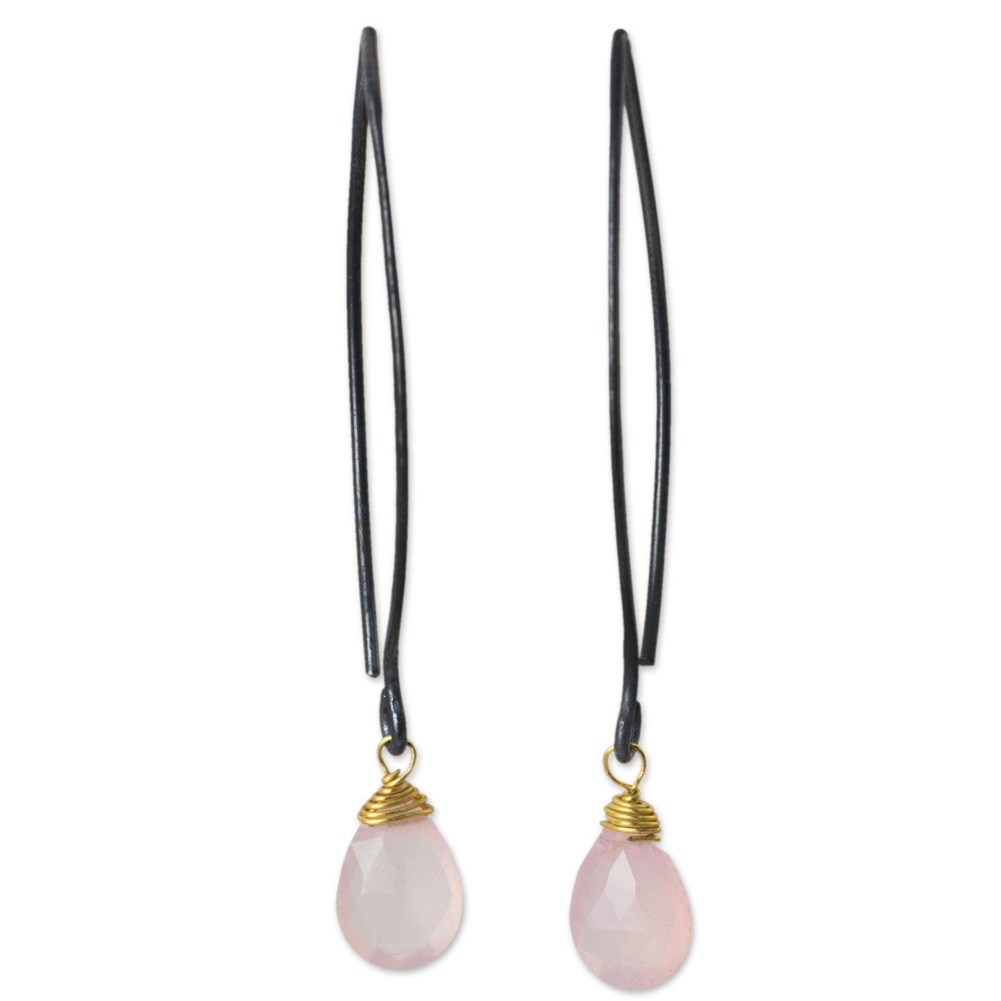 Sublime Pink Sparkle Gold Vermeil Accent Pink Chalcedony Earrings with Silver