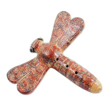 Melodic Dragonfly Hand Crafted Ceramic Dragonfly Ocarina Flute from Nicaragua