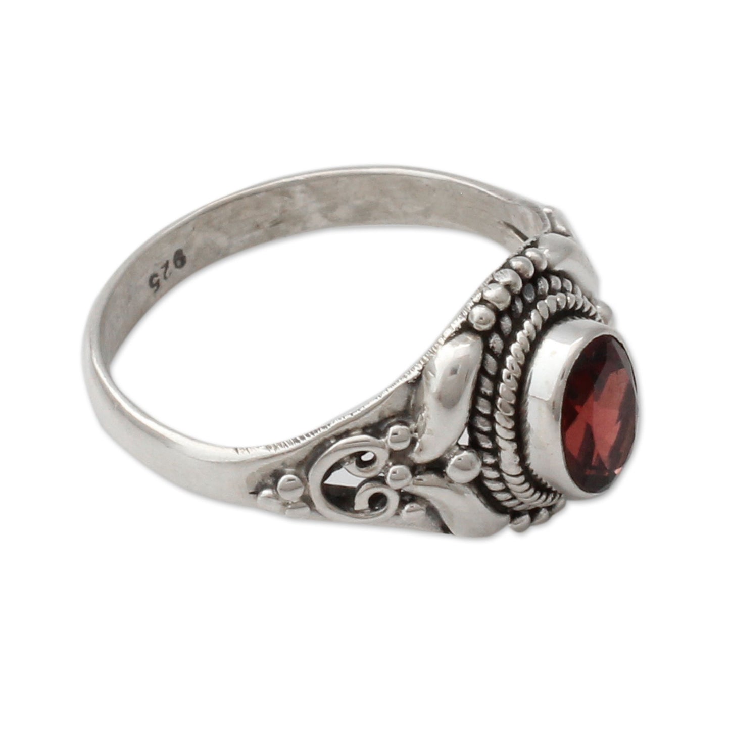 NOVICA - Handcrafted Garnet & Sterling Silver Cocktail Ring